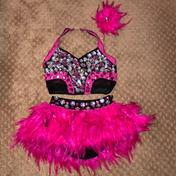 Pink Feather Dance Costume